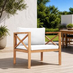 Teak Wood Outdoor Chair with Cream Cushions