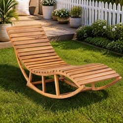 Premium Teak Wood Rocking Lounger for Outdoor Relaxation
