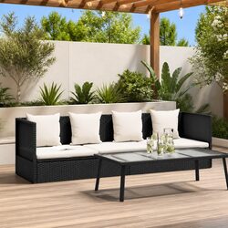 Adjustable Outdoor Rattan Sun Lounger Bed with Cushions