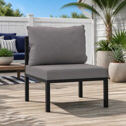 Outdoor Sectional Middle Sofa with Cushion Poly Rattan Lounge Garden Seating