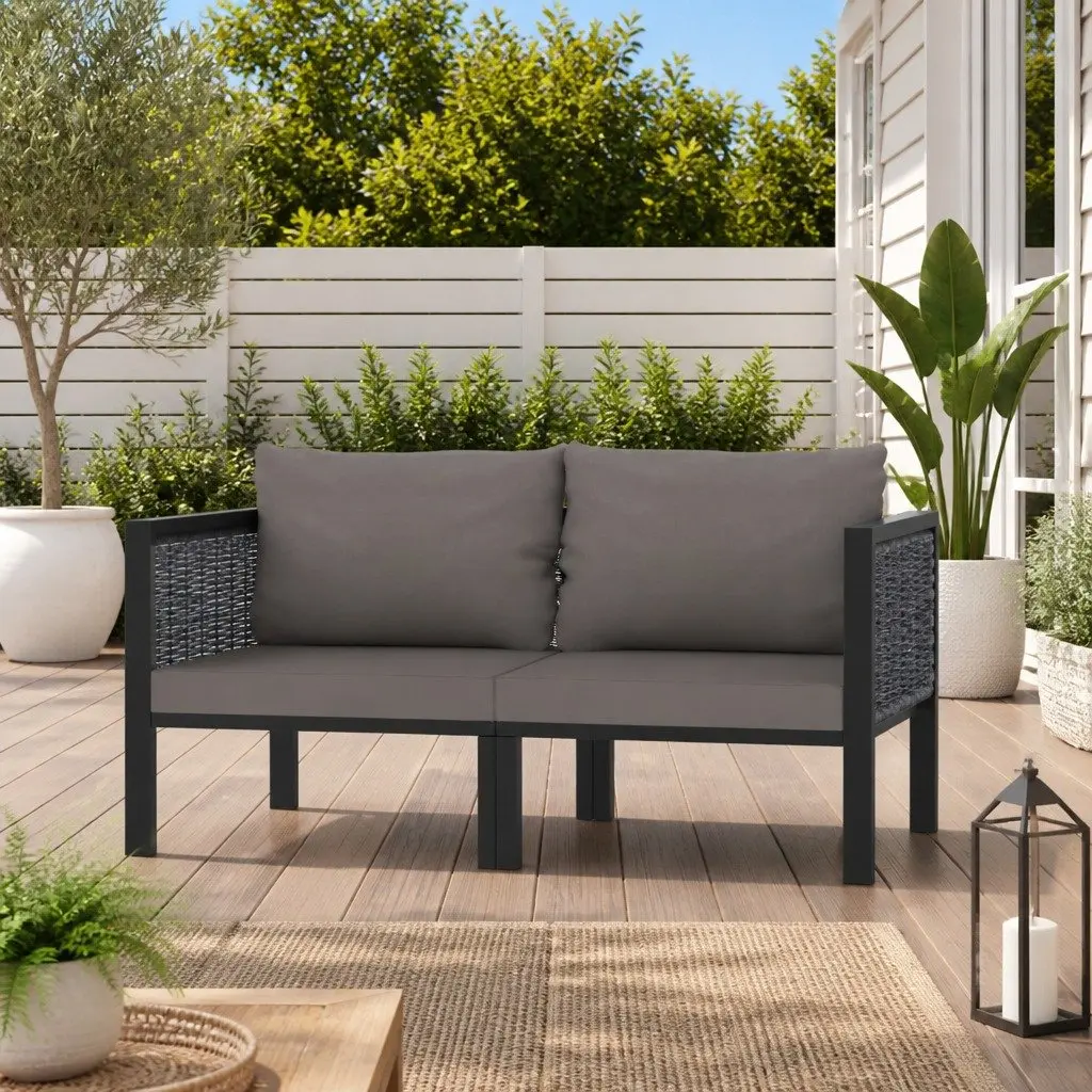 2-Seater Outdoor Sofa in Anthracite Poly Rattan