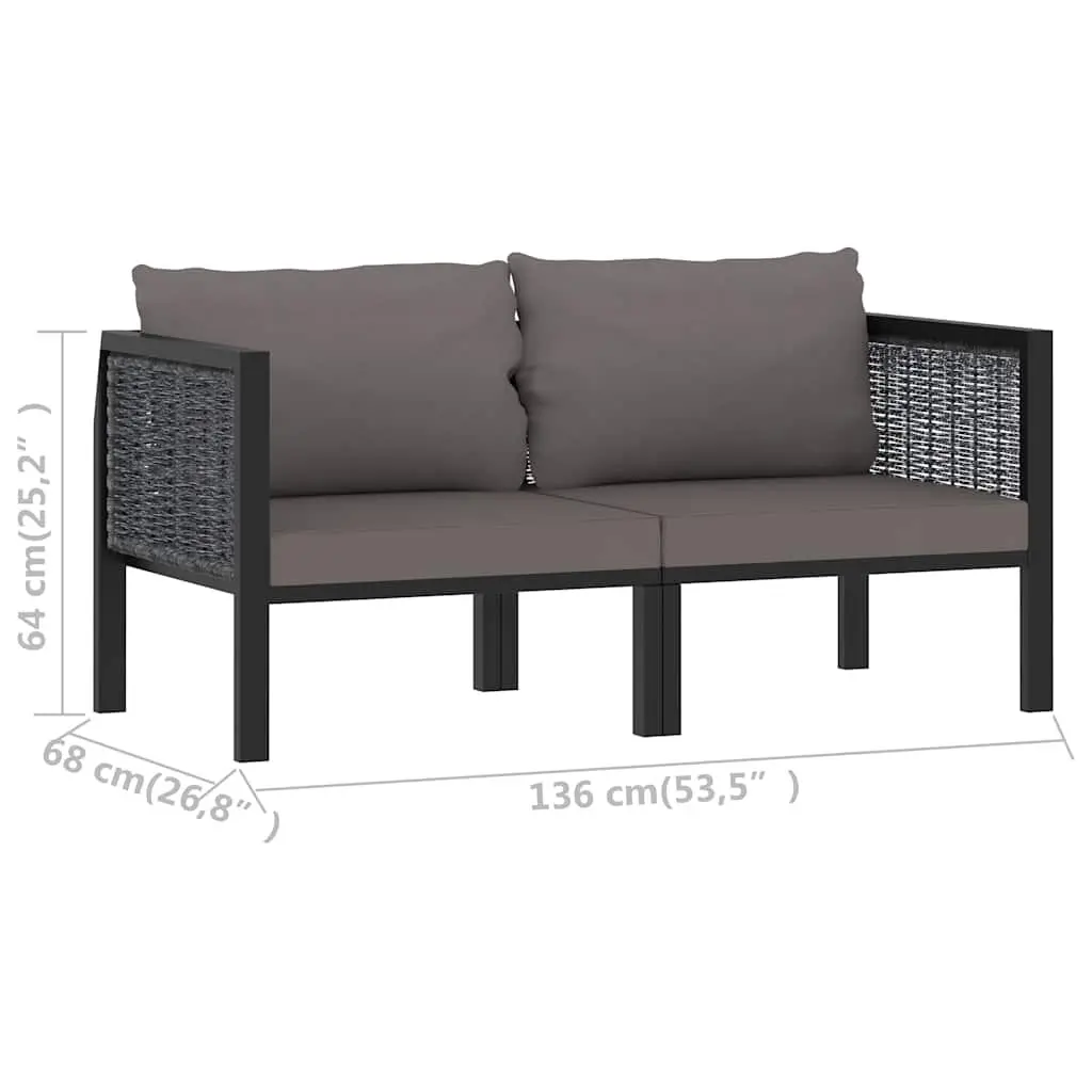 2-Seater Outdoor Sofa in Anthracite Poly Rattan