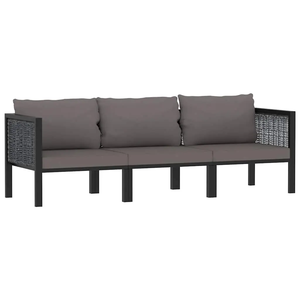 3-Seater Outdoor Sofa Hand-Woven Poly Rattan
