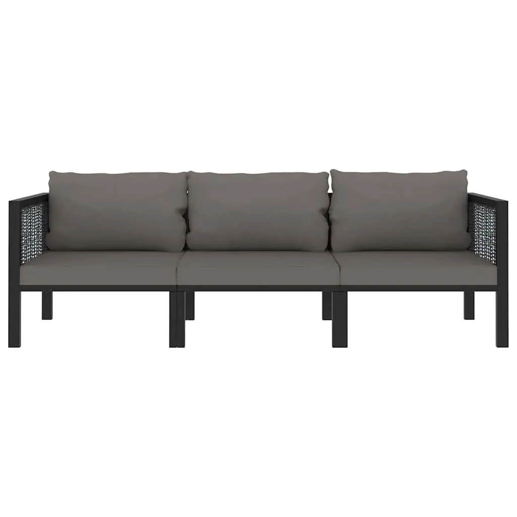 3-Seater Outdoor Sofa Hand-Woven Poly Rattan