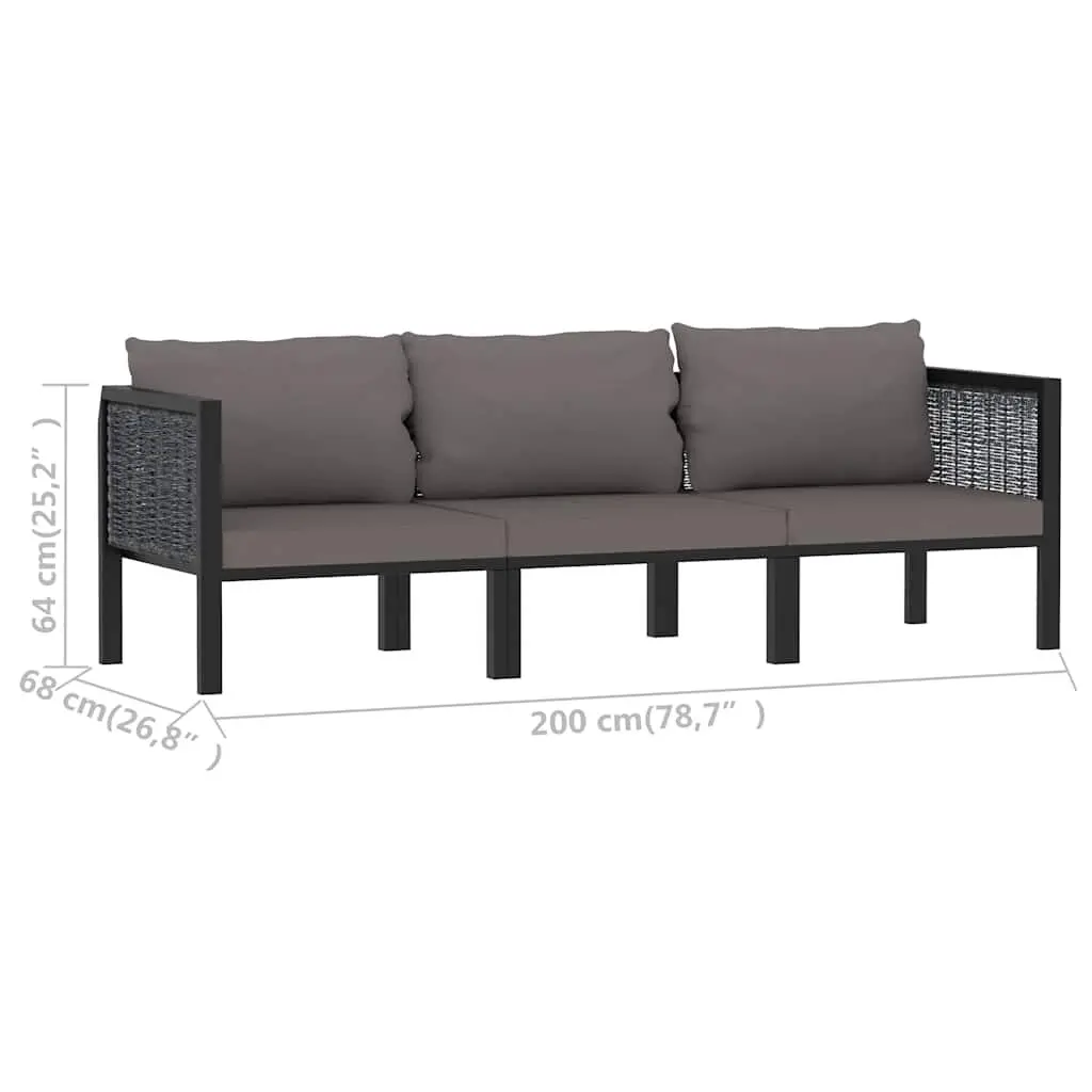 3-Seater Outdoor Sofa Hand-Woven Poly Rattan