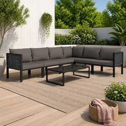 7-Piece Modular Outdoor Furniture Set with Poly Rattan