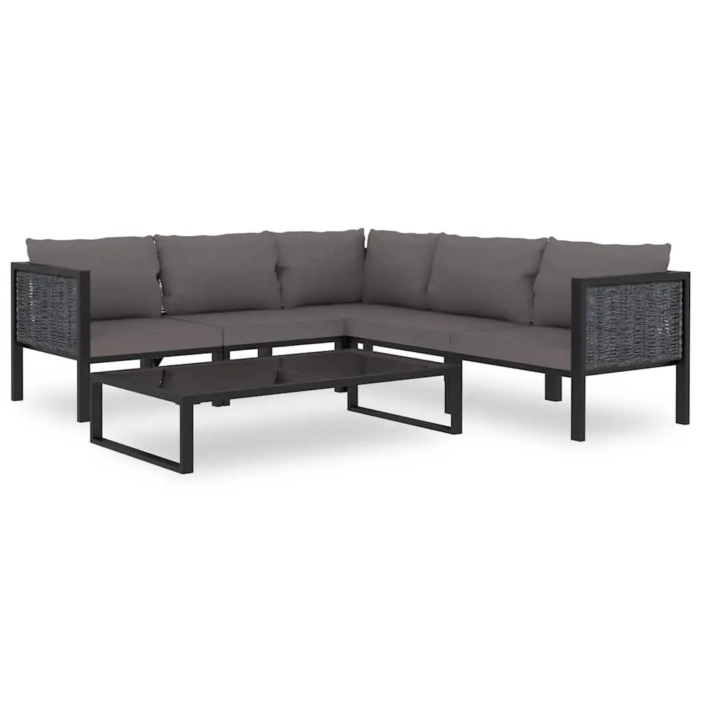 Outdoor Lounge Set Poly Rattan 6 Piece Modular Patio Furniture Anthracite