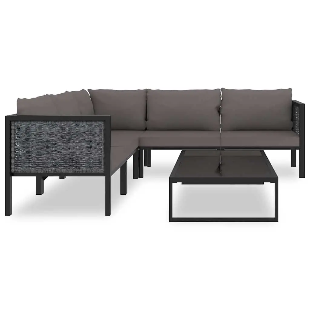 Outdoor Lounge Set Poly Rattan 6 Piece Modular Patio Furniture Anthracite