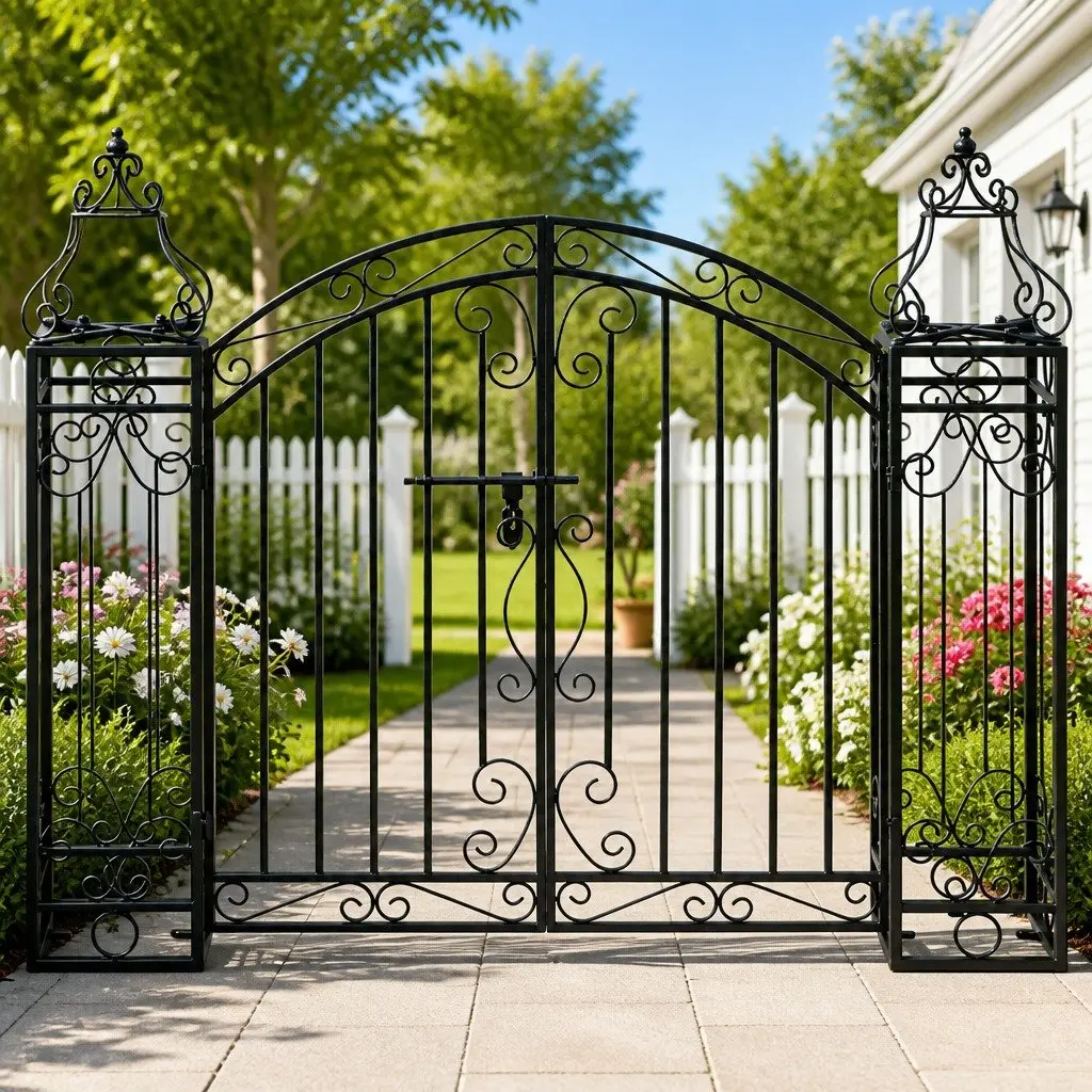 Garden Gate Wrought Iron 122 x 20.5 x 100 cm Black