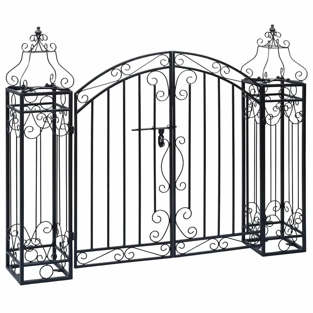 Garden Gate Wrought Iron 122 x 20.5 x 100 cm Black