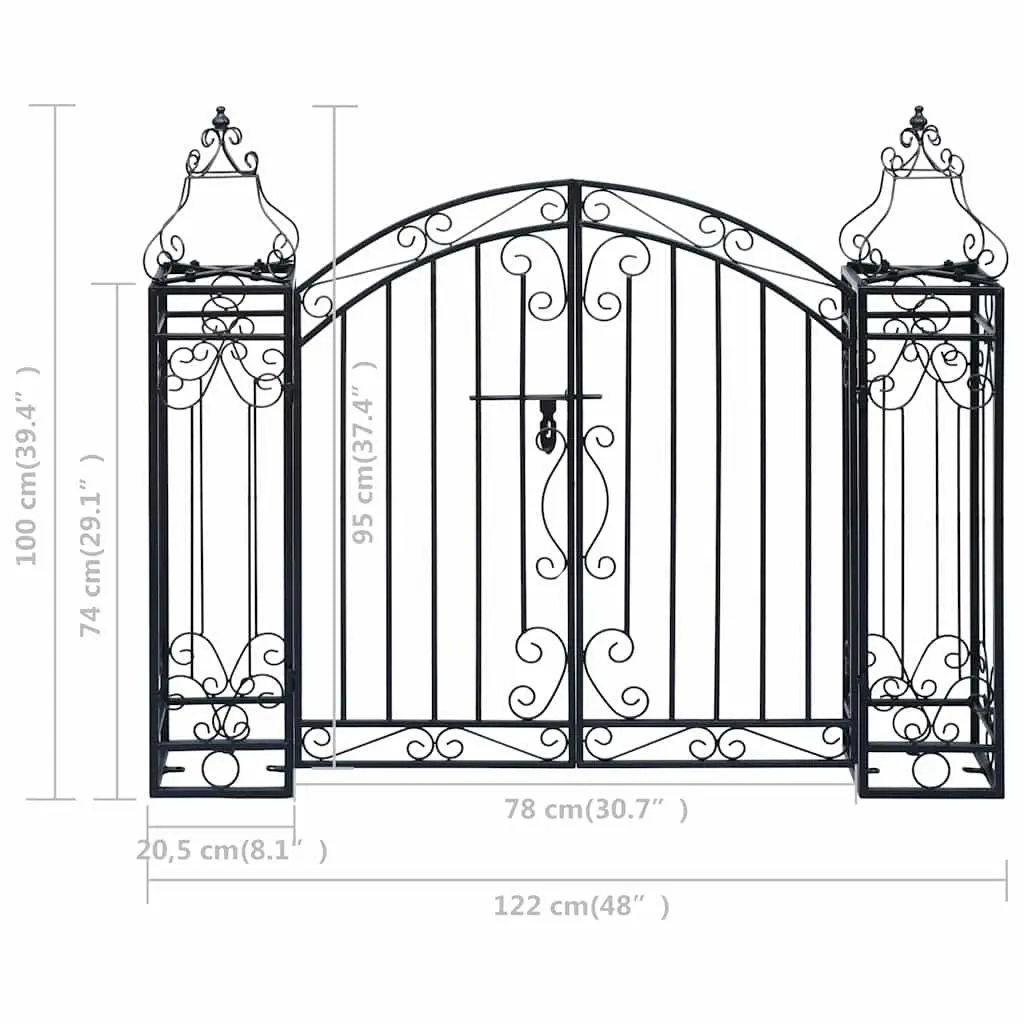 Garden Gate Wrought Iron 122 x 20.5 x 100 cm Black
