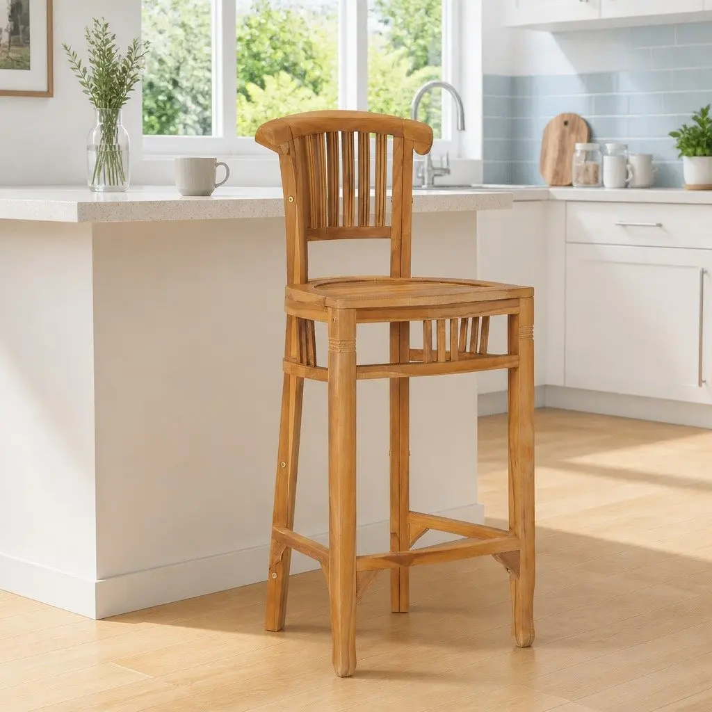 Bar Stool Solid Teak Wood Brown