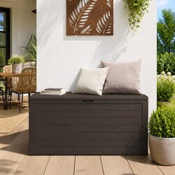 Brown Outdoor Garden Storage Box for Cushions and Blankets
