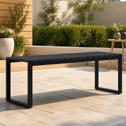 Contemporary Black Garden Bench 120.5 cm Iron Frame