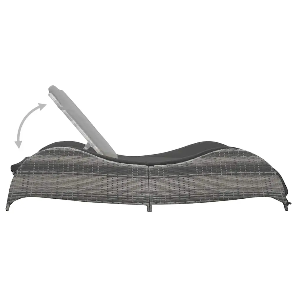 Sun Lounger Poly Rattan Adjustable Anthracite Garden Patio Lounge Chair