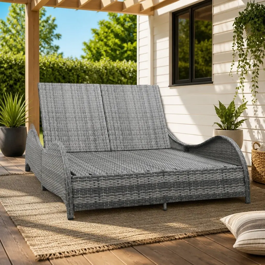Double Sun Lounger with Cushions in Anthracite