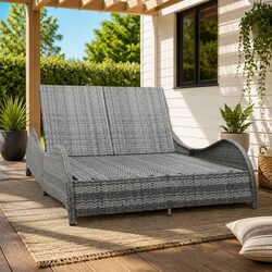 Sturdy Double Sun Lounger with Cushions in Anthracite
