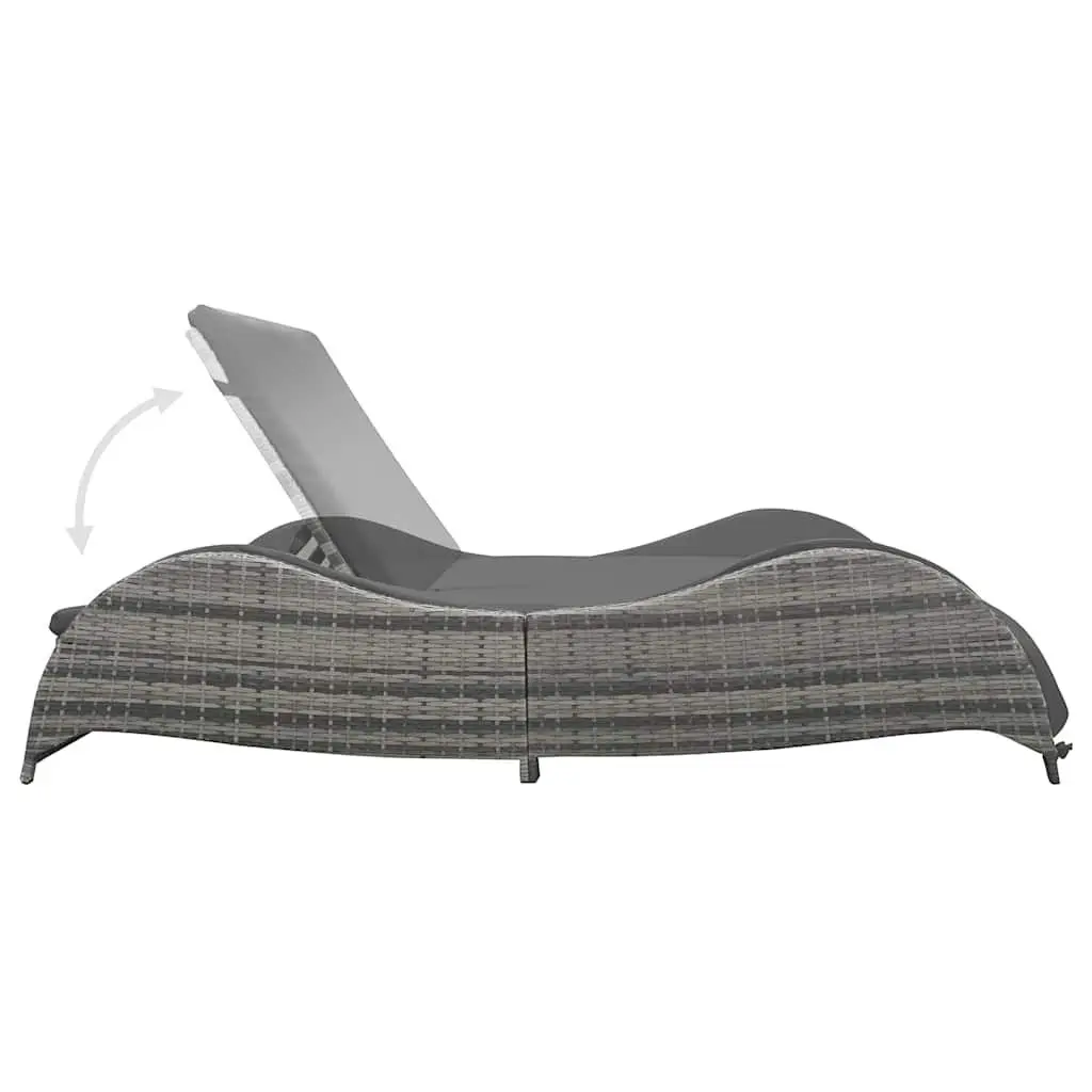Double Sun Lounger with Cushions in Anthracite