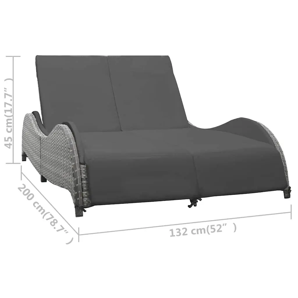 Double Sun Lounger with Cushions in Anthracite