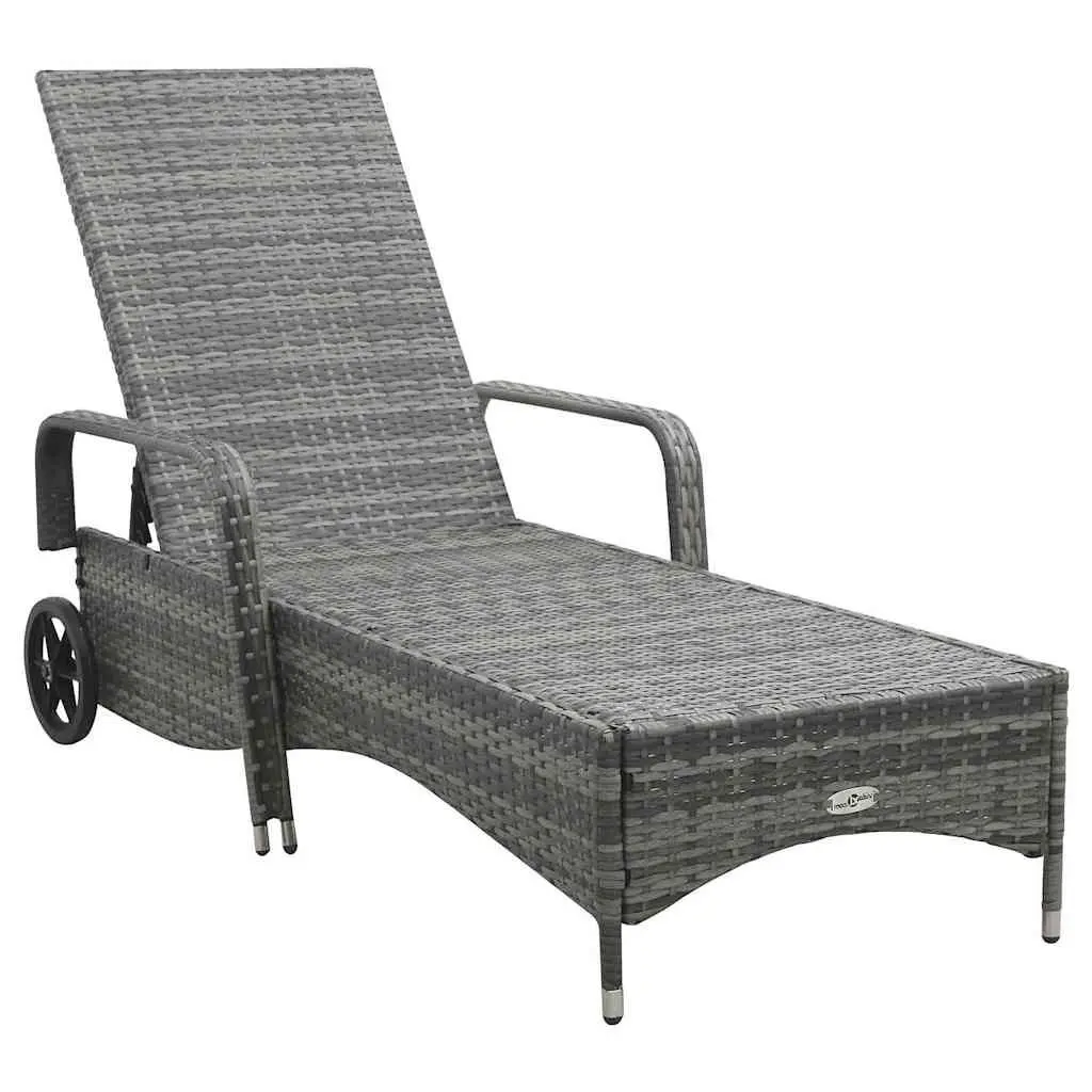 Anthracite Sun Lounger with Wheels and Adjustable Backrest