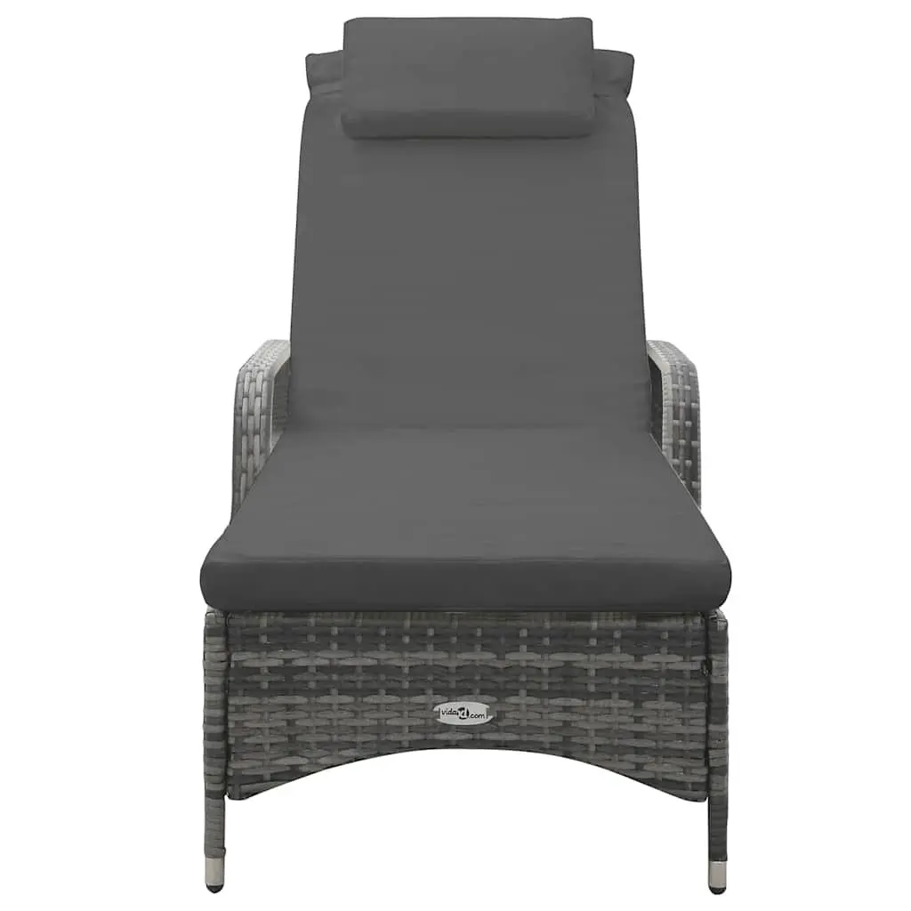 Anthracite Sun Lounger with Wheels and Adjustable Backrest