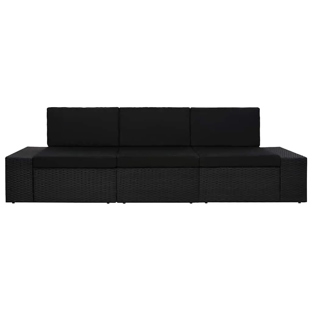 Outdoor 3-Seater Poly Rattan Sectional Sofa