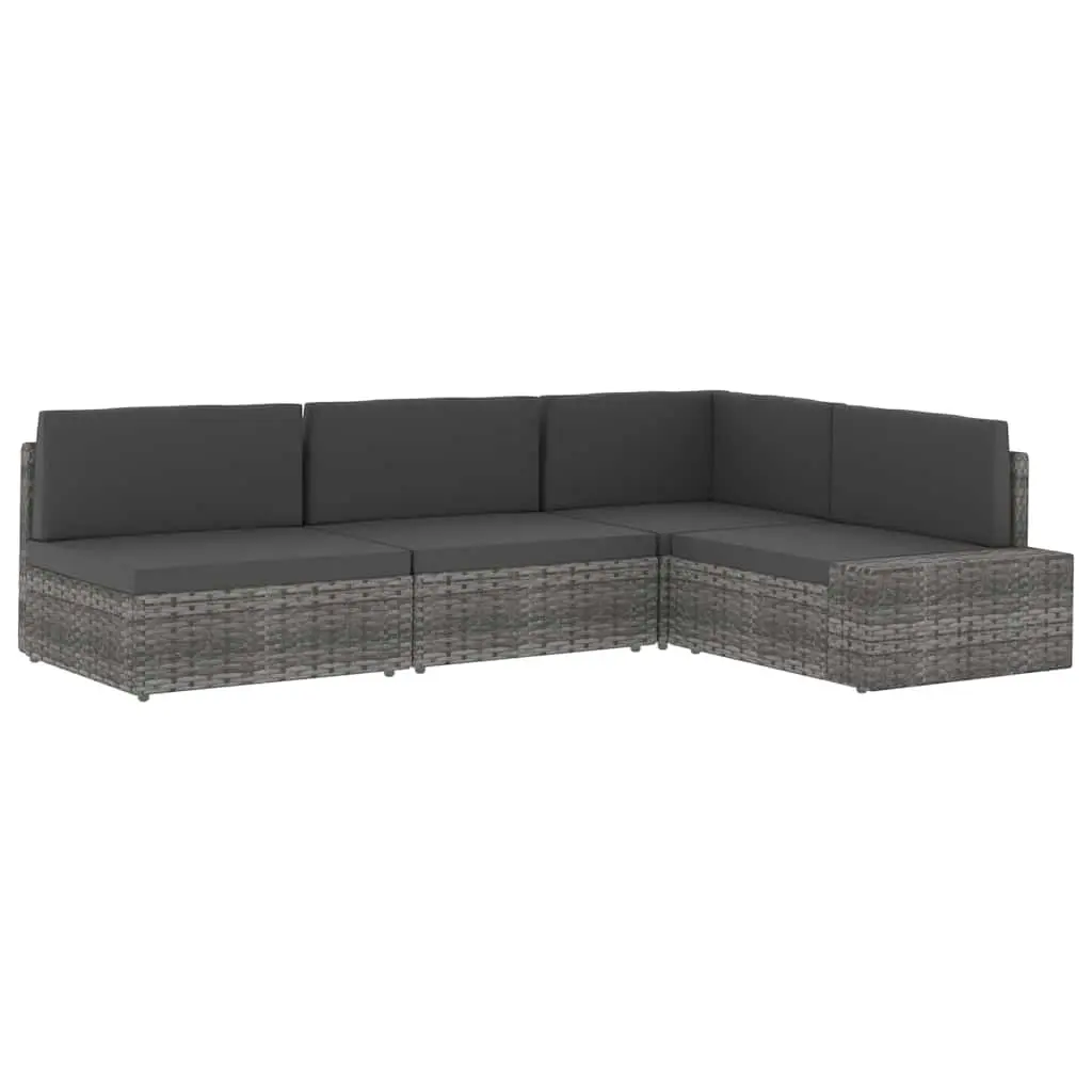 Outdoor 3-Seater Poly Rattan Sectional Sofa