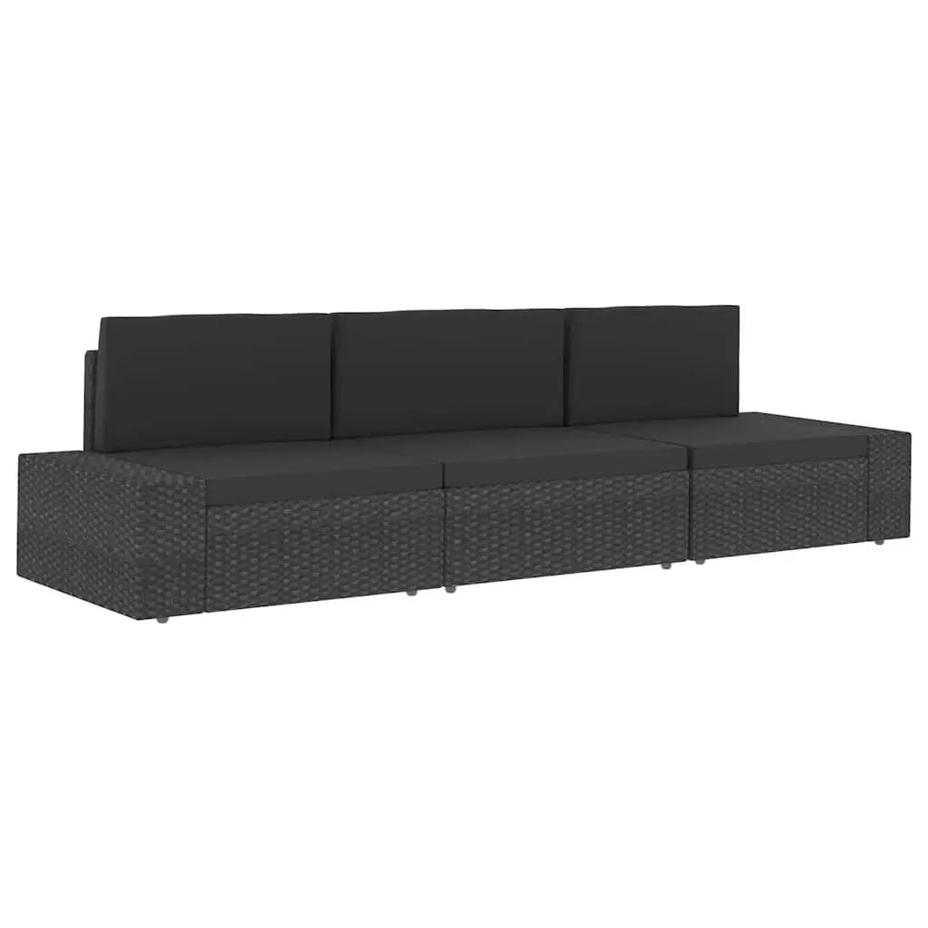 Outdoor 3-Seater Poly Rattan Sectional Sofa