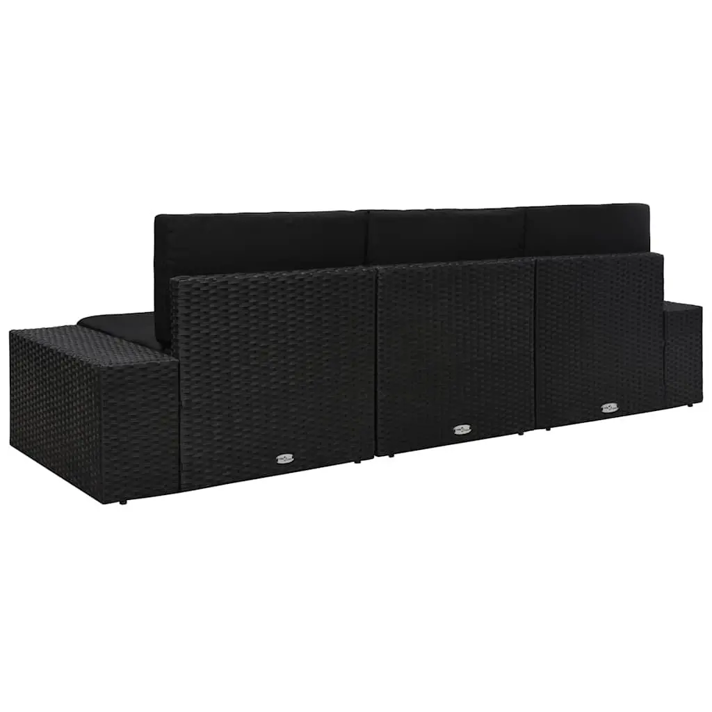 Outdoor 3-Seater Poly Rattan Sectional Sofa