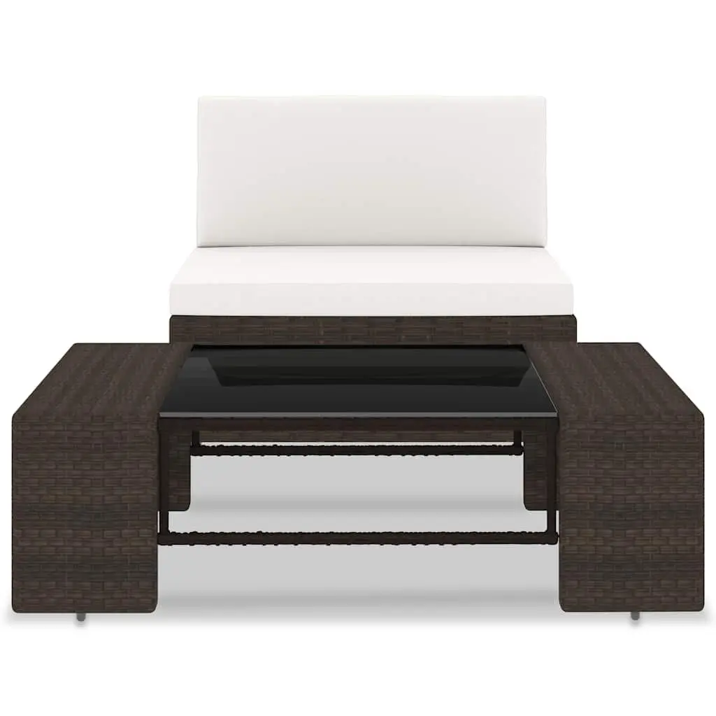 Outdoor Sectional Lounge Set 2 Piece Garden Furniture Poly Rattan Brown Modular