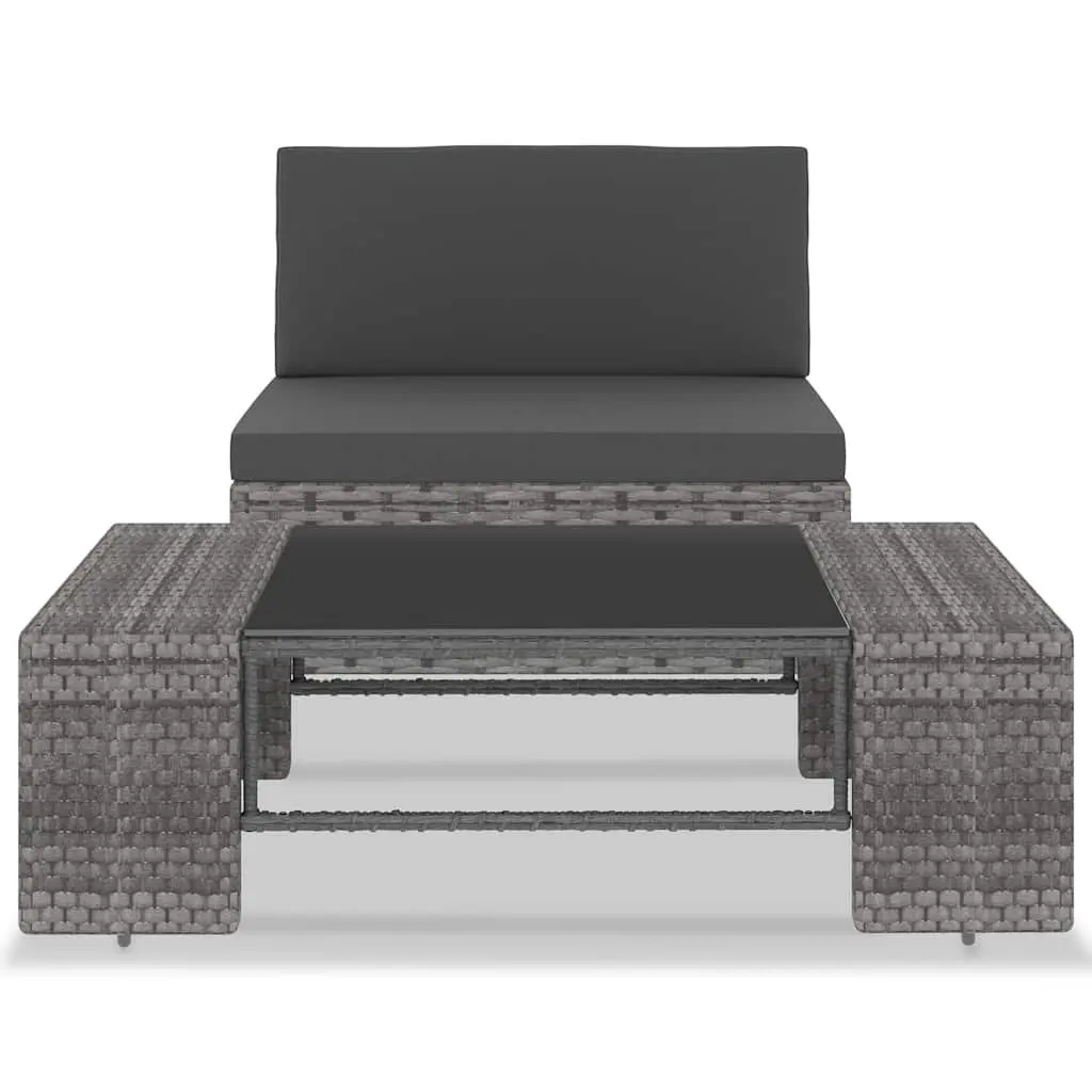 Outdoor Sectional Sofa Set in Grey Poly Rattan