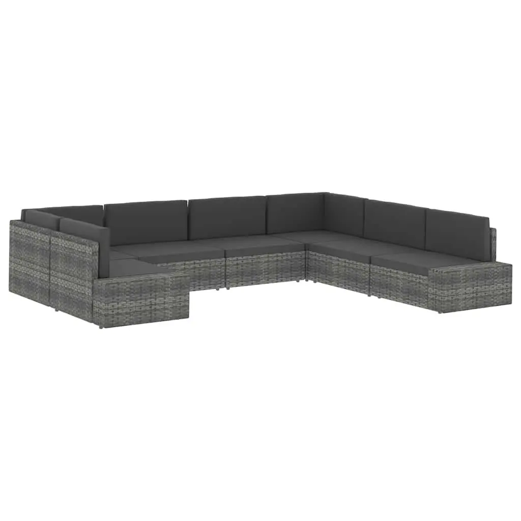 Outdoor Sectional Sofa Set in Grey Poly Rattan