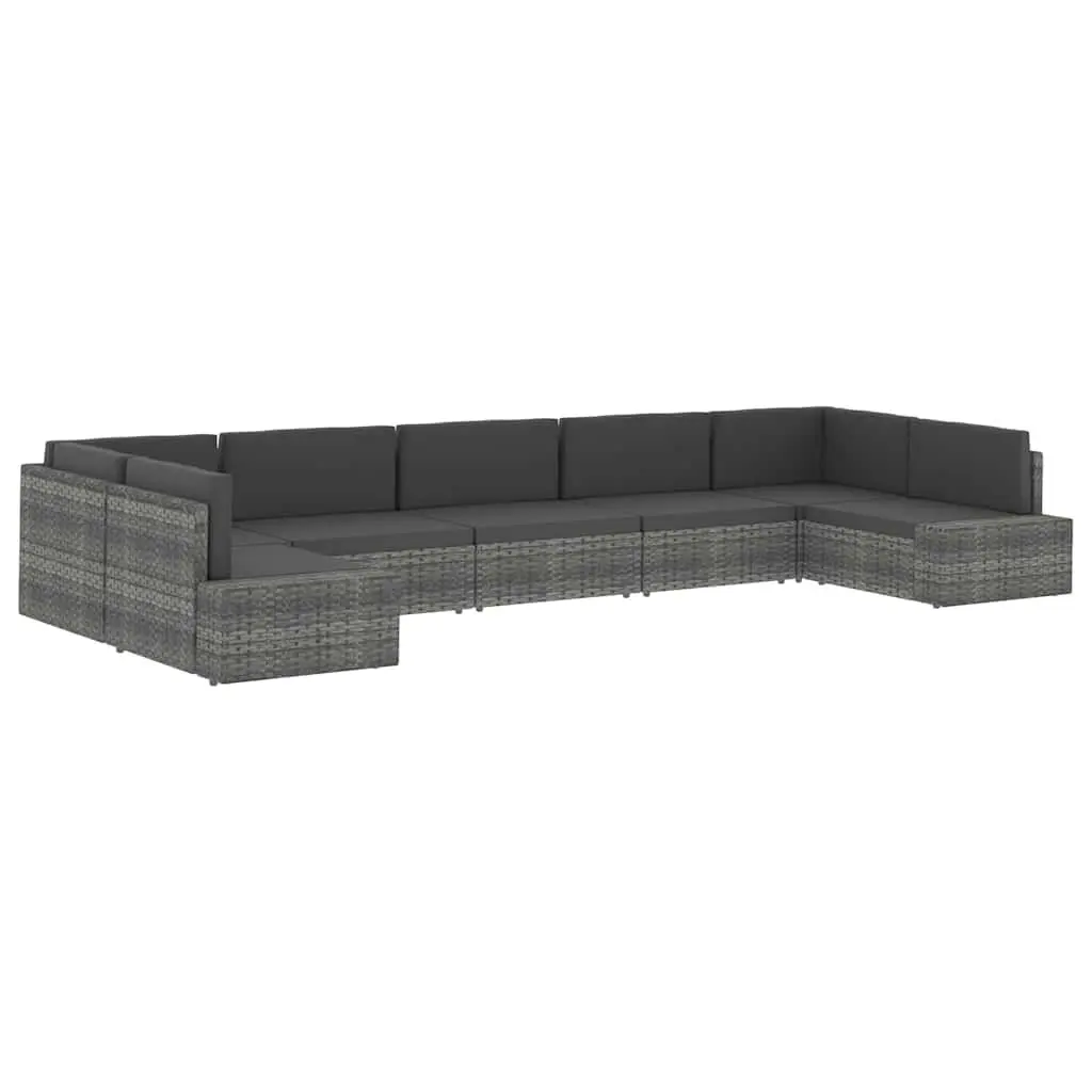 Outdoor Sectional Sofa Set in Grey Poly Rattan
