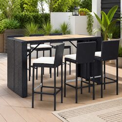 Durable 7 Piece Outdoor Bar Set with Cushions