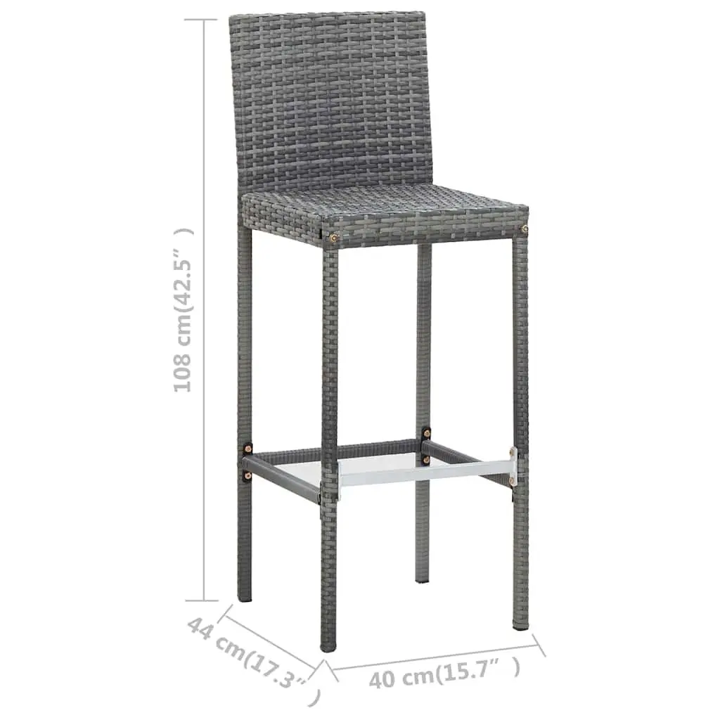 Outdoor Bar Set Poly Rattan 7 Piece Grey Garden Patio Furniture with Cushions