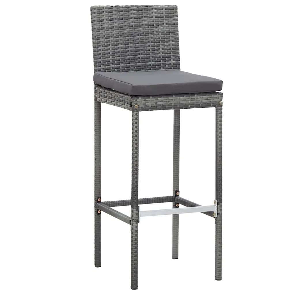 Outdoor Bar Set Poly Rattan 7 Piece Grey Garden Patio Furniture with Cushions