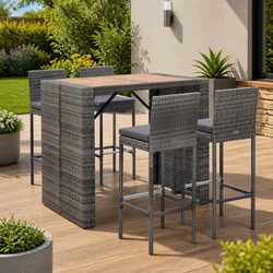 5-Piece Outdoor Bar Set with Durable Acacia Wood Top