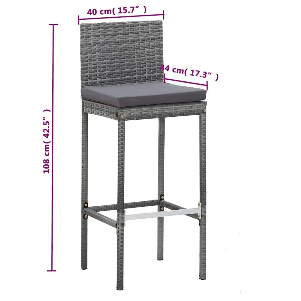 Outdoor Bar Set Poly Rattan Acacia Wood 5 Piece Patio Furniture Grey