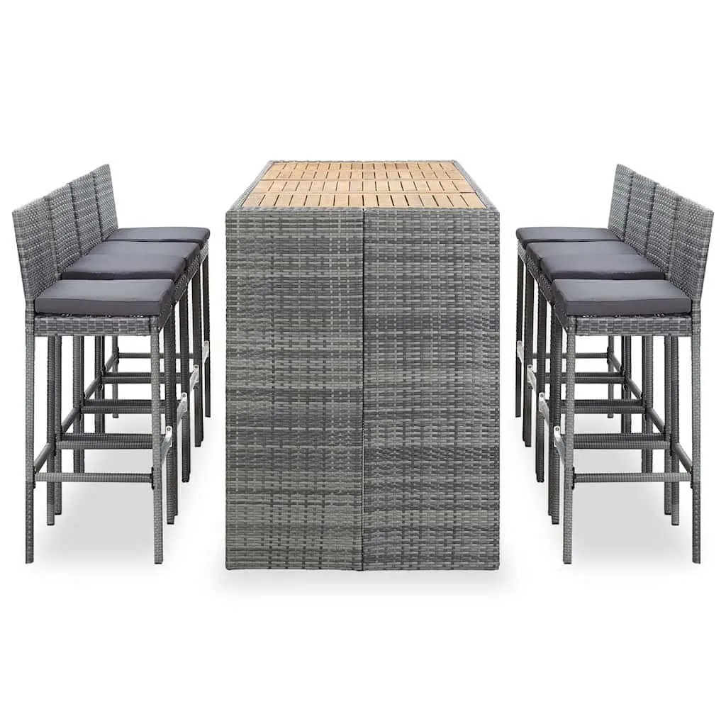 9-Piece Outdoor Bar Set with Acacia Wood Table