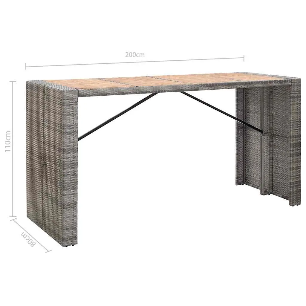 9-Piece Outdoor Bar Set with Acacia Wood Table