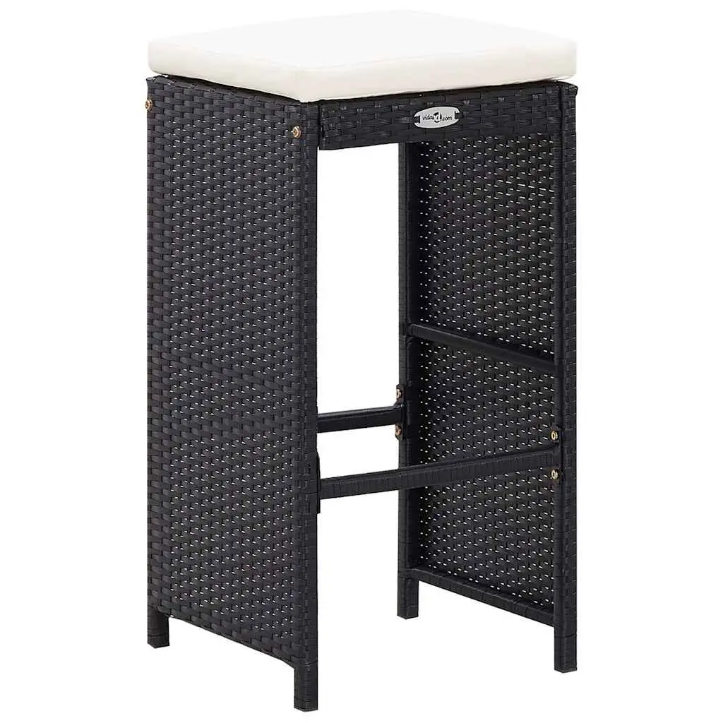 9 Piece Outdoor Furniture Set Poly Rattan Patio Bar Table and Stools Black