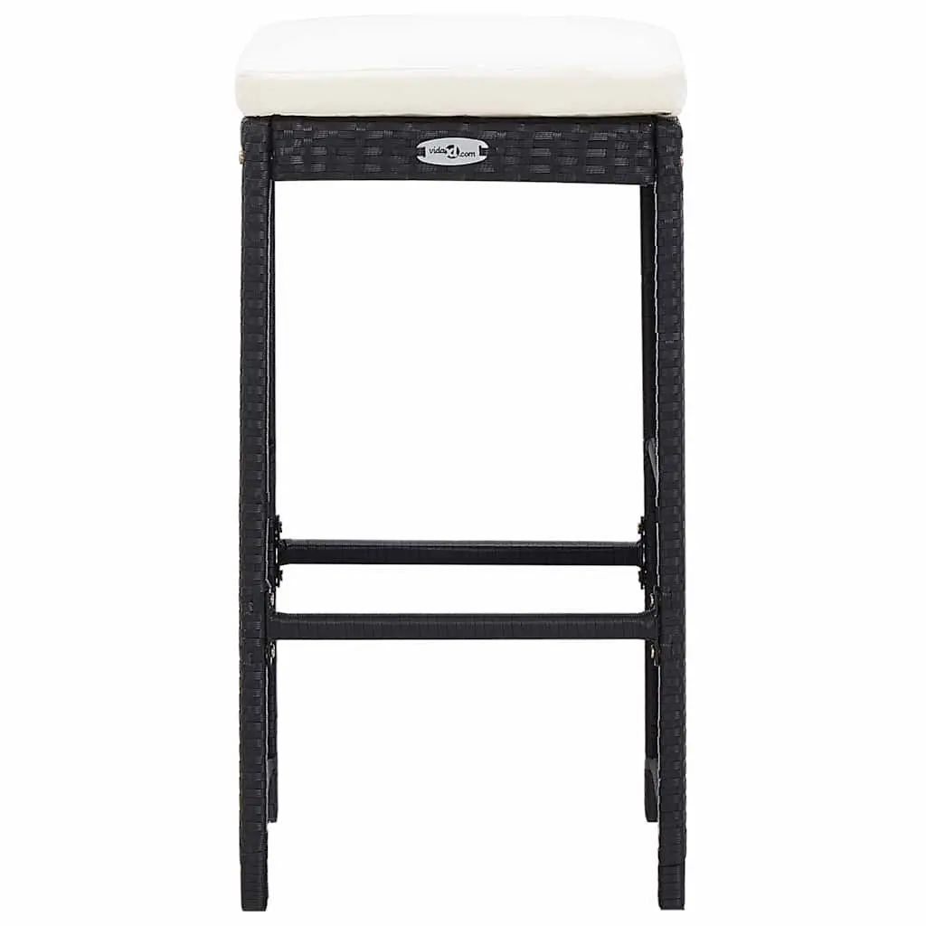 9 Piece Outdoor Furniture Set Poly Rattan Patio Bar Table and Stools Black