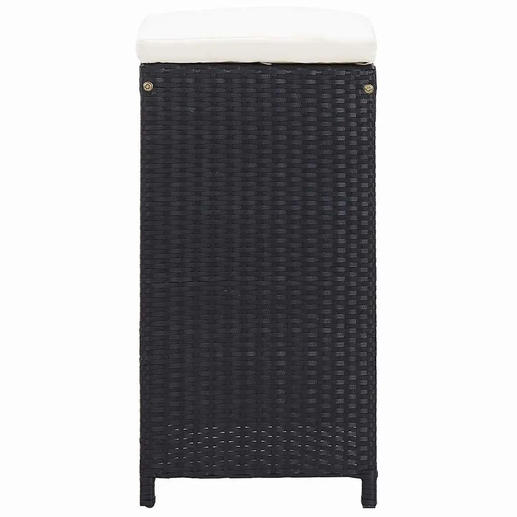 9 Piece Outdoor Furniture Set Poly Rattan Patio Bar Table and Stools Black