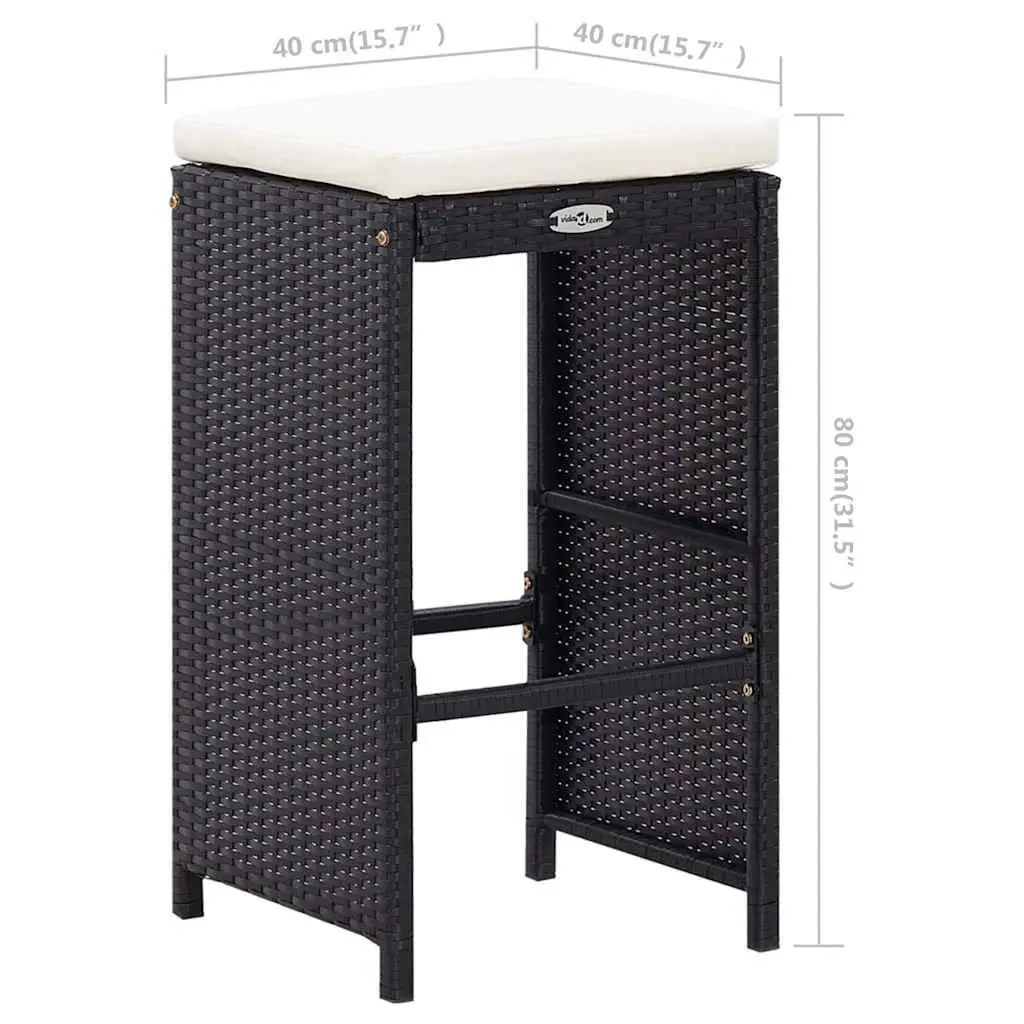 9 Piece Outdoor Furniture Set Poly Rattan Patio Bar Table and Stools Black