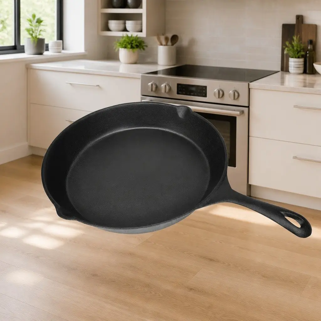 Cast Iron 30cm Round Grill Pan for BBQ