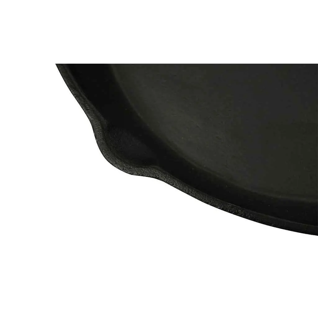 Cast Iron Grill Pan 30cm Round Flat Bottom Non-Stick Black