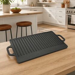 Premium Cast Iron Reversible Grill Platter 50x23cm