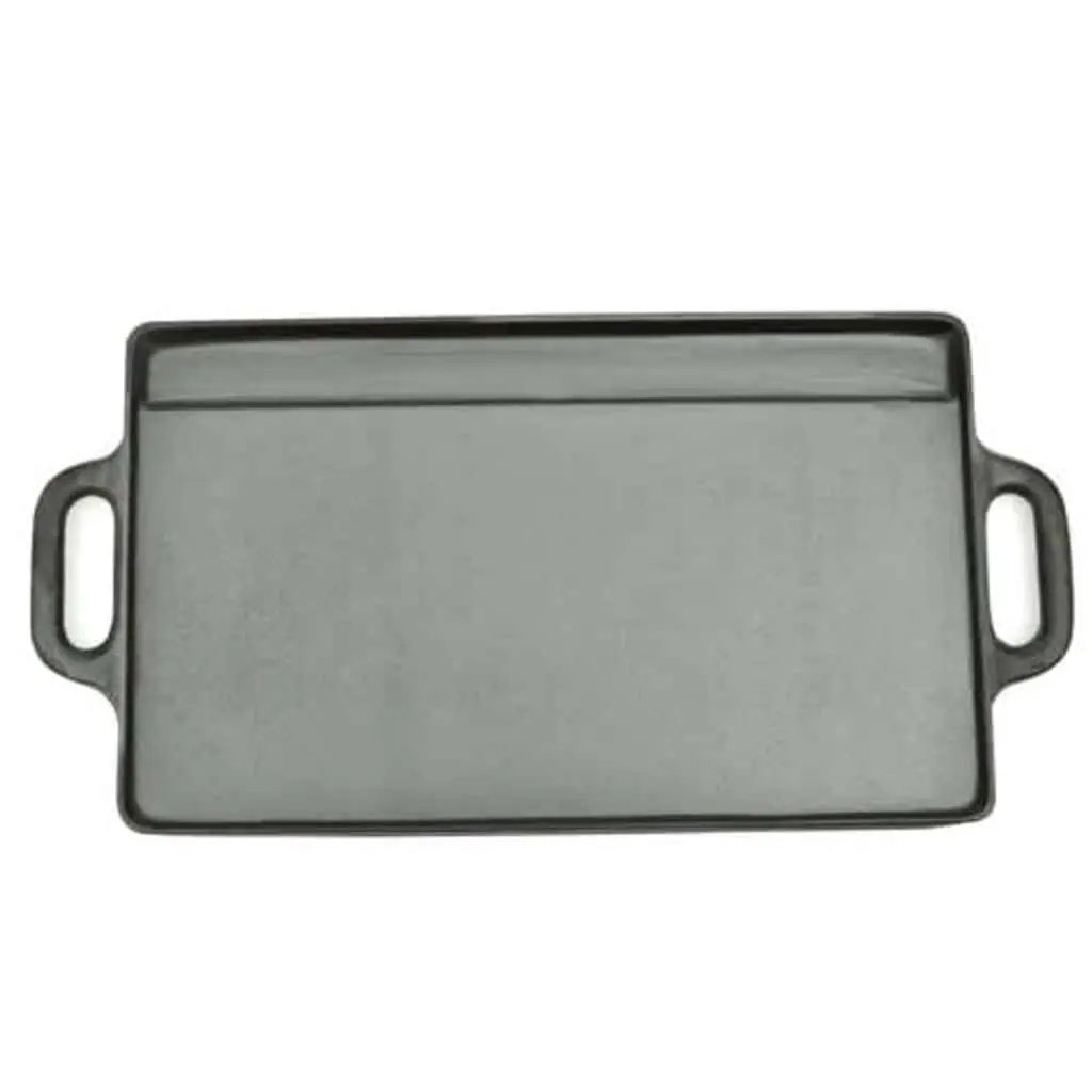Cast Iron Reversible Griddle Grill Plate 46 x 23 cm Black Set of 2