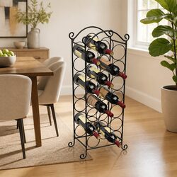 Metal Wine Rack for 21 Bottles with Classic Design