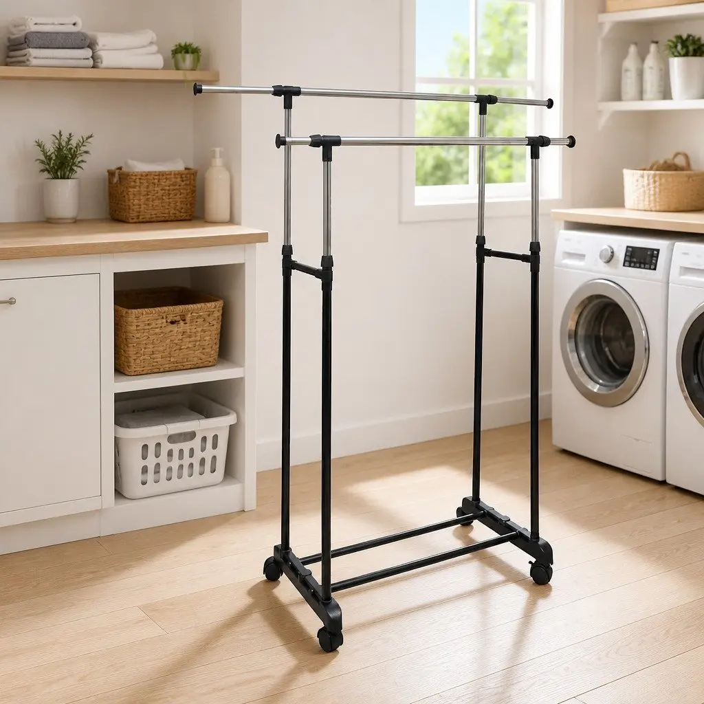 Adjustable Clothes Rack with 4 Castors